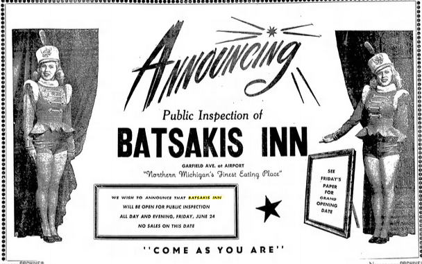 Batsakis Inn - JUNE 1949 OPENING AD